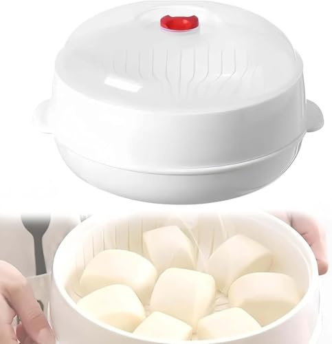 Lnwwrv Vaporera de microondas Mejorada - Caja vaporizadora Multifuncional con calefacción y Aislamiento, vaporera doméstica para arroz, Verduras y Vegetales