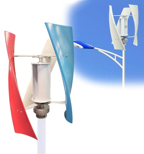 QianCruxtacy Generador de Turbina de Viento Kit Portátil Generador Turbina Viento Kit, Aerogeneradores Sin Ruido Generador de turbina eólica Vertical, para terraza, Caravana, Chalet, Barco Multi-300W