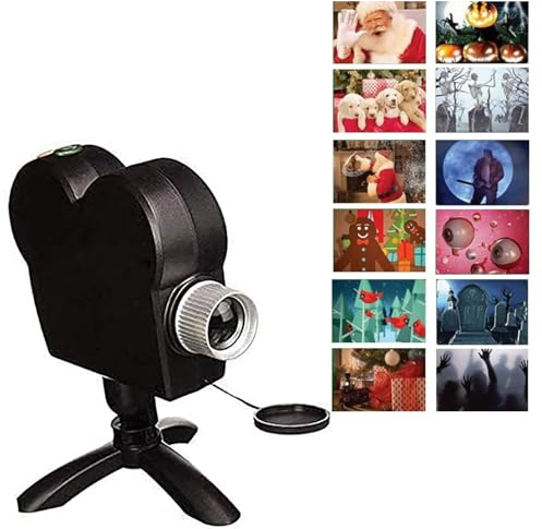 Window Projector Light for Halloween and Christmas, 12 Movies LED Projection Decoration, Transform Curtains into Movie Screens