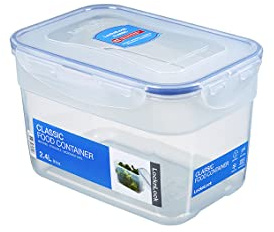 LocknLock CLASSIC Frischhaltedose | 2,4 L | 20,8 x 14,3 x 12,8 cm | 100 % luft- und wasserdichte Vorratsdose | Spülmaschinen-, und Mikrowellengeeignet | BPA-Frei | 4-fach Sicherheits-Verschluss