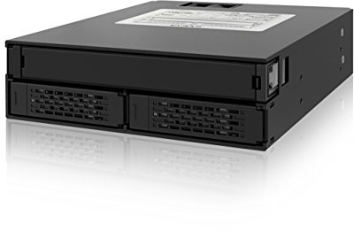 Icy Dock ToughArmor MB994IPO-3SB Rack móvil Robusto Metal para 2 x SSD o HDD 2.5 SATA/SAS y Bandeja ODD Delgada/grabadora de DVD para bahía de 5.25