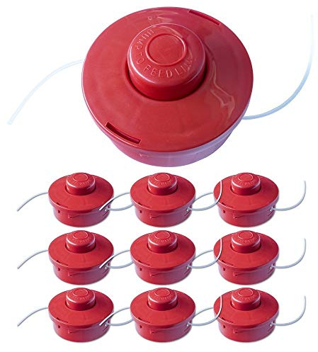Nemaxx 09FS2 9x Fadenspule mit Tippautomatik Doppelfadenkopf Fadenkopf Mähkopf Mähfaden Nylonschnurrolle Grasschneider Zubehör Ersatz Spule für Benzin Motorsense, rot