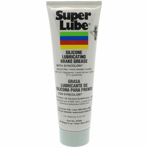 Super Lube 97008 silicona lubricante grasa de freno con PTFE tubo de, 8 oz, color blanco translúcido