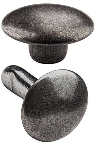 Hoppe & Masztalerz 150 Doppelkopf-Hohlnieten Ziernieten 2-teilig 9mm „9/10/2” aus Eisen (nickelfrei), Finish: Nickel-antik