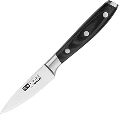 Vogue Tsuki Series 7 Paring Slicer Knife Black 8.4cm - Damascus Steel for a Sharp and Durable Blade CF894