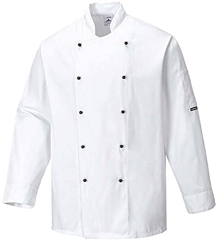 Portwest C834WHRL Giacca da Chef Somerset, Bianco, L