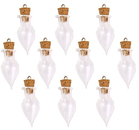 Lot de 10 mini bouteilles en verre avec bouchon en liège Transparent