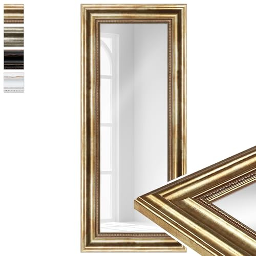 WANDStyle Kleiner Spiegel Gold, Kleiner Wandspiegel Vintage 30x70 cm | Barock Spiegel, Hängespiegel klein, Badspiegel Holz, Flurspiegel Wand, Standspiegel, H550 - Made in Germany