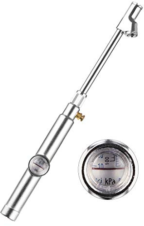 CZC AUTO Tire Pressure Gauge, Straight on Foot Dual Head Truck Air Gage, Accurate Mechanical Dually Chuck Wheel Gage Tester with Magnifying Bubble Lens for Car RV Van ATV Motorcycle Bike, 10-120PSI