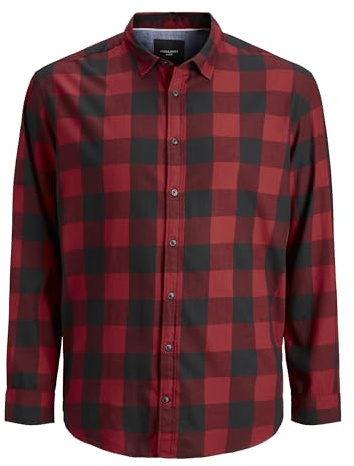JACK & JONES Homme Jjegingham Twill Shirt L/S Noos Chemise, Rouge (Rouge Brique/Coupe Ajustée), L EU
