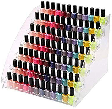 Acrylic Nail Polish Organiser 7 Tier Clear Nail Polish Holder Essential Oils Organiser Shelves Display Rack Stand,Nail Polish Lipstick Organise Stand Holder,Transparent Makeup Organizer for Bottles