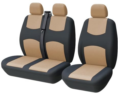 TOYOUN 2+1 Transporter Sitzbezüge Atmungsaktives Sitzbezüge für LKW (Beige)