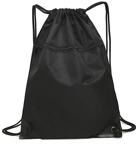 AidShunn Drawstring Gym Bag, Sport Large Capacity PE Bag with Outside Zipper Waterproof String Swim Backpack for Men & Women Boys Girls for Sports School Beach Holidays Swimming Travel Yoga