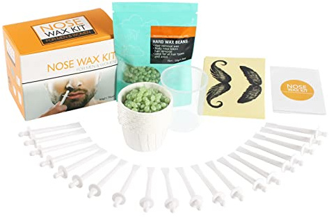 Nasenwachs Stäbchen Applikatoren, Kunststoff Nase Wachsstreifen, Nasenloch Nasenhaar Reinigung Entfernung, 50 G Wachs, 20 Kunststoffstäbchen, 8 Stück Bartaufkleber (1 Set)