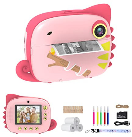 TIATUA Macchina Fotografica Bambini Istantanea, 2.0 Pollici Schermo 20MP/1080P HD Videocamera, Fotocamera Digitali Stampa Istantanea per Bambino con 32GB Scheda, Regalo per Bambini dai 3-12 Anni