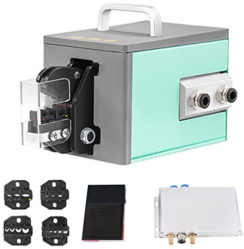Pince à sertir pneumatique, 1.3T 0.5-0.8MPa Air Powered Wire Terminal Sertissage Machine Sertissage jusqu'à 16mm2, Outil de sertissage de fil avec 4 jeux de matrices pour de nombreux types de bornes