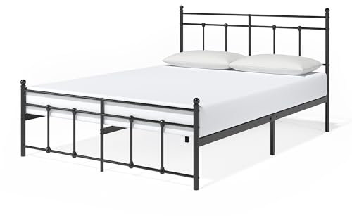 Zinus Nicholas Super King Size Bettrahmen - Bett 180x200 cm - 30 cm hoch - Metall Plattform Bettrahmen mit Kopf- und Fußteil - Schwarz