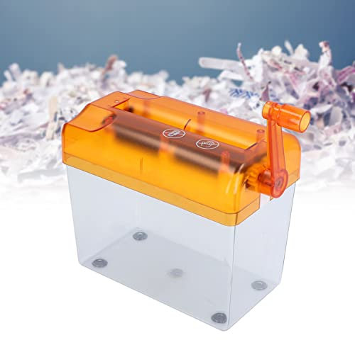 Manueller Aktenvernichter, A4 Papier gerade Schneiden Werkzeug Portable Mini Papierschleifer Portable Hand Shredder Desktop Papierschredder File Shredder Maschine für Schule Büro Haus(Orange)