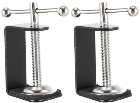 Housoutil Metal Base Desk Clamp 3.3 Inch C-Shape Table Mount with Silicone Pads for Secure Microphone and Device Holding in Studio Home and Office
