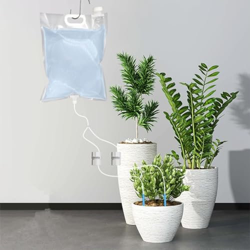1 palla da 2 litri con doppia freccia per irrigazione delle piante, per casa, ufficio, giardino, cortile, 4-5 giorni, scarico dell'acqua regolabile (6,5 litri)