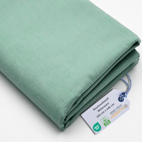 Stoff Virginia Tex, Meterware, Baumwollstoff 100%, große Breite 240 cm, Baumwollstoff 100% Oeko -Tex Standard 100 Unifarben zum Nähen (Pistaziengrün 00, 100 cm)