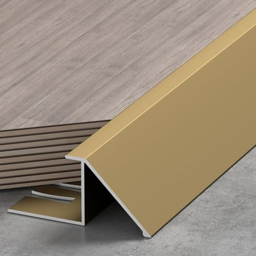 TREGOO Transition Strip Wood Flooring Transition Ramp Reducer, Indoor Metal Threshold Cover for Uneven Floors/Tiles/Carpet, Laminate Underlay Edge Trimming Bar (Color : Gold, Size : 16mm-18mm), 78634