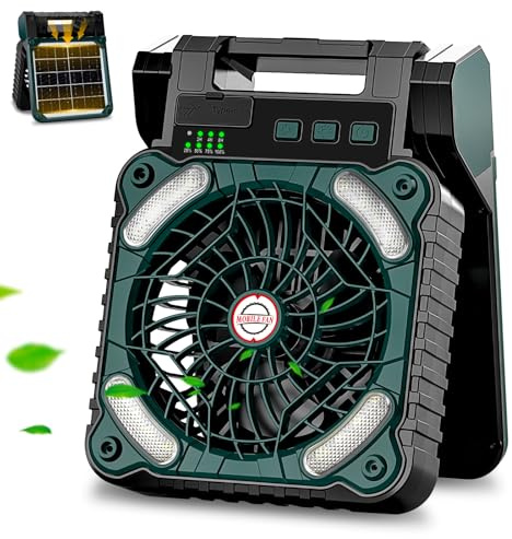 Sendowtek Portable Battery Fan with Solar Panel 10400mAh