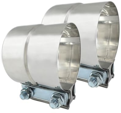 RCCT Auspuffschelle 51mm Edelstahl – 50mm Auspuff Rohrverbinder für Auspuffrohr, Band Clamp, Schelle für Abgasanlage, Auspuff Reparatur Universal(Unterschiedlicher Durchmesser, 2 Zoll)