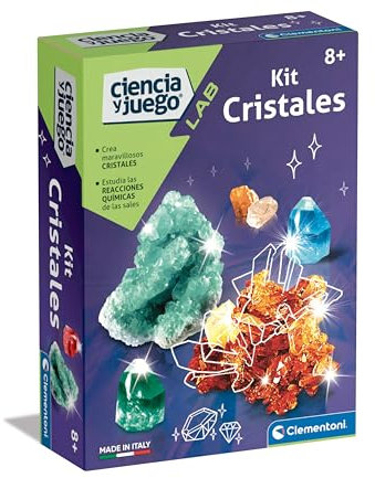 Clementoni Kit Cristales 55533 Juego científico y Educativo para Crear Tus Propios Cristales de una Forma rápida, Segura y Divertida. Juguete en español, a Partir de 8 años.