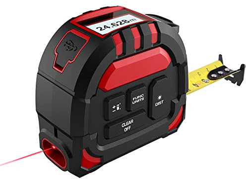 Mètre À Ruban Numérique, 131Ft/40M 16Ft/5M Portable 2 en 1 Distancemètre avec Écran LCD Rotatif, Disponible pour Les Mesures Simples, Continues, De Surface, De Volume Et Doubles De Pythagore