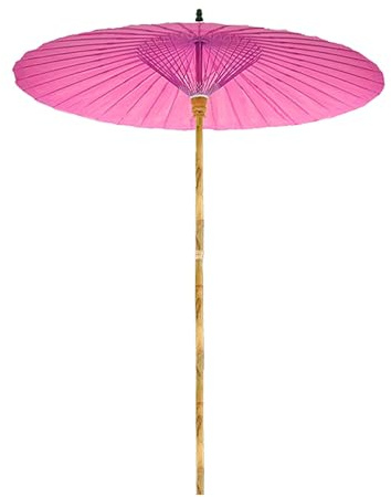 Shanghai-Sonnenschirm im chinesischen Stil, 200 cm, Gartenschirm aus Bambus, wasserdicht, UV-Schutz, rund Balkonschirm für Pool, Terrasse, Deck (Color : Pink, Size : 200cm/6.6ft)