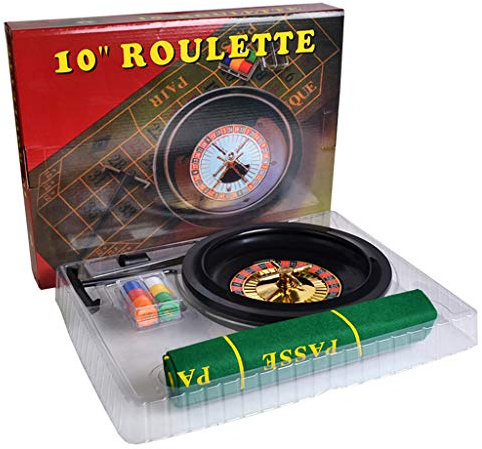 NIHUIFA Roulette Spiel Set 25.4 cm mit Tischdecke, Chips, Sammelrechen und Stahlkugel für Party, Brettspiel, Casino Roulette, KTV Partyspiel, Grün und Schwarz, 10 Jahre+, 120.0 Jahre+