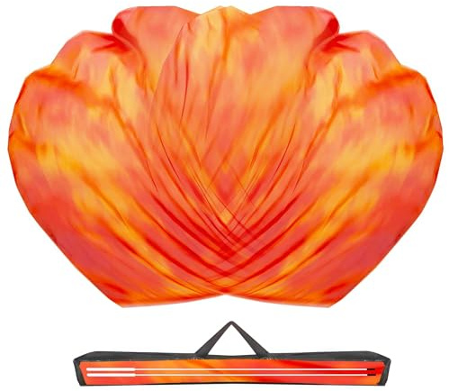 Baisdan Banderas de adoración de alas de ángel de fuego, banderas de baile de alabanza y adoración para adoración profética, danza cristiana de iglesia (banderas de llama), varillas flexibles