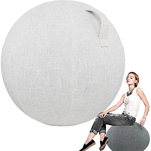 FZSERUN Beige,65cm, Yoga Ball Abdeckung, 55/65/75 cm Abdeckung FüR Gymnastikball stüHle, Bezug FüR Balanceball Stuhl, FüR Wohnheim Und Heimmuskeltraining Fitness (Nur Bezug, Ohne Yogaball)
