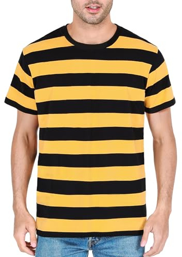 COSAVOROCK Men's Striped Cotton Short Sleeve T-Shirts Crew Neck Basic Casual Top