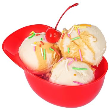 Restaurantware-Mini Serve 8.5 Ounce Baseball Helmet Ice Cream Bowls, 10 Disposable Sundae Bowls - Sturdy, Stylish, Red Plastic Baseball Cap Bowls, Serve Snacks, For Sports Themed Birthday Parties