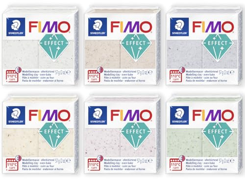 FIMO Soft Polymer Oven Bake Modelliermasse – 57 g Blöcke – 6 Stück – Botanische Farben
