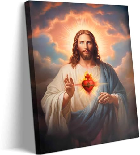 Stampa artistica da parete con sacro cuore di Gesù, divina misericordia, decorazione da parete su tela, stampa artistica per soggiorno, camera da letto, ufficio, decorazione per la casa (arte da