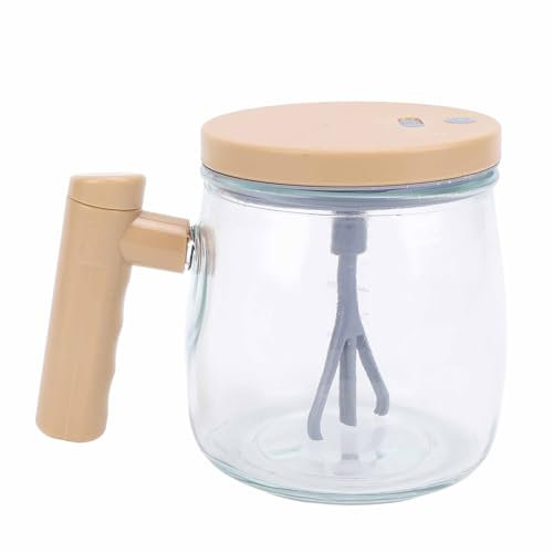 Asixxsix Self Stirring Coffee Mug, Glass Electric Self Mixing Cup with Lid & Handle, 400ml Glass Home Office Travel Stirring Cup, USB Rechargeable, for Coffee, Milk, Protein Powder