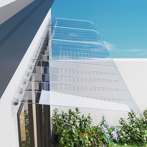 Rovss Auvent de Porte d'entrée pour Extérieure Fenêtres Garage, Protection Contre Les UV Toit Marquise, Auvent Marquise en Polycarbonate, 400-2000mm, Diverses Tailles au Choix(Blanc,350x800x50mm)