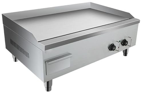 Fry Top Elettrico Commerciale, Piastra Commerciale da 6000 W, Piastra Riscaldante da Banco Antiaderente 60X49 Cm, Spessore 1,6 Cm, Alloggiamento in Acciaio Inossidabile, per Barbecue, Bistecche