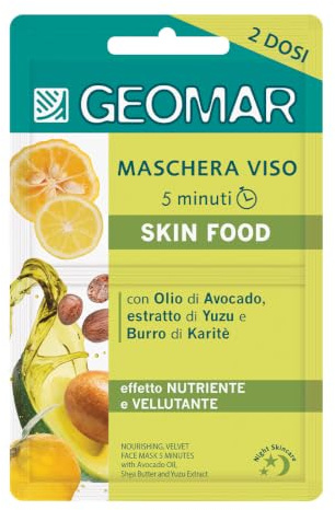 GEOMAR | Maschera Viso Skin Food, 5 Minuti, 6 x 15 ml | Effetto Nutriente e Vellutante, Dermatologicamente Testata