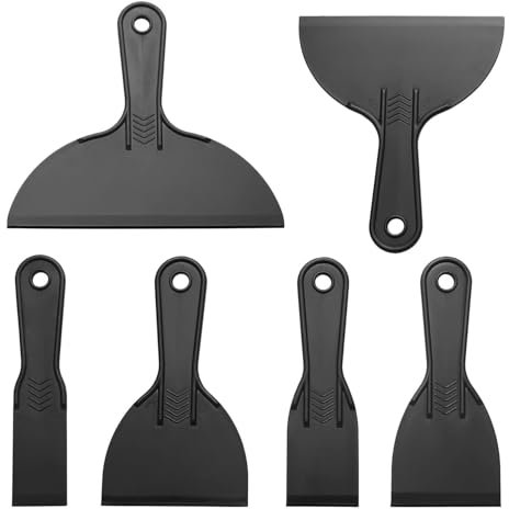 6Pcs Plastic Scraper, Flexible Paint Scraper, Putty Knife Tool Set for Spackling, Patching, Decals, Wallpaper, Remover Sticker, Car Painting Scrapers