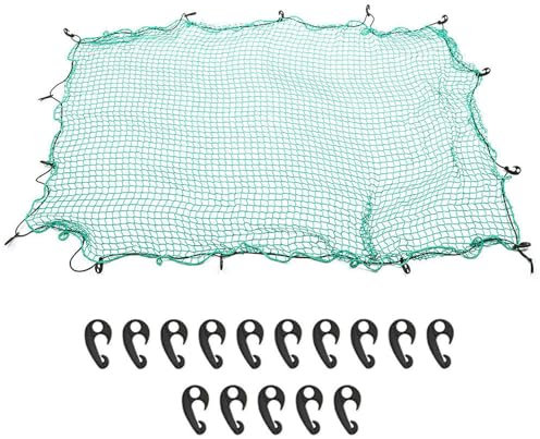 Cargo Net for Pickup Truck Bed with 15 PCS Hook 1.5m x 2.2m/5ft x7.3ft Heavy Duty Luggage Bungee Net for Car Boat SUV Van Trailer Snowmobile Secure Loads