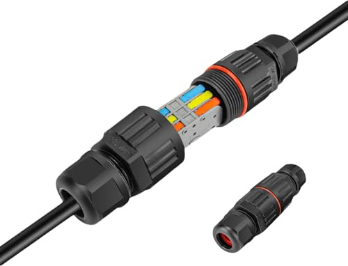 2PCS Waterproof Outdoor Inline Cable Connector 32A/250V | IP68 Connector External Sleeve Coupler Electrical Wire Connectors For Outdoor Lighting 1-Click Installation 4mm² Capacity