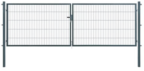 Doppeltor | extra breit, B400 x H100 cm | Anthrazit RAL 7016 | Doppelflügeltor inkl. Torpfosten & Schließzylinder | verzinkt & pulverbeschichtet | UV- und witterungsbeständig