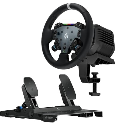 Logitech G RS50 System with RS Pedals: 4 PCS Sim Racing Setup - Wheel base 8 Nm Direct Drive, Wheel Hub, Round Wheel - 11-inch steering wheel & Pedals - For PS5/PS4/PC