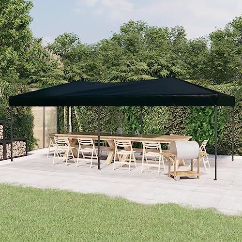 Tente de Réception Pliable, 3x6 m en Tissu Oxford 210D, Toit Anti-UV, Chapiteau de Jardin Exterieur avec Cadre Acier, pour Jardin, Terrasse, Événements, Couleur Noir, 580 x 292 x 245 cm