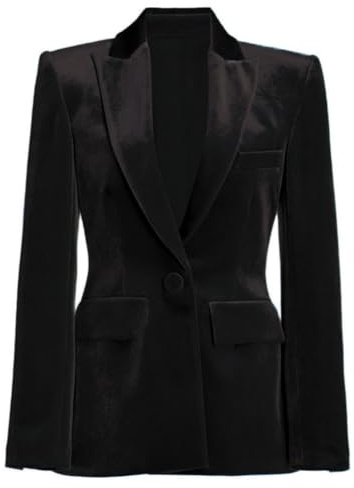 Velvet Jacket Blazers for Women Trendy Business Casual Button Up Fall Winter Outerwear Office Work Party Black