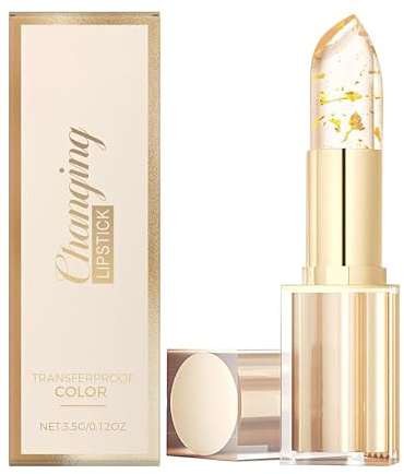 Rouge À Lèvres Changeant,3.5g Brillant Labial Nourrissant Teinté | Baume à Lèvres Hydratant Non Gras à la Feuille d'Or - pour Femmes Maquillage Beauté Soin Peau Sèche Hiver Nuit Rendez-vous
